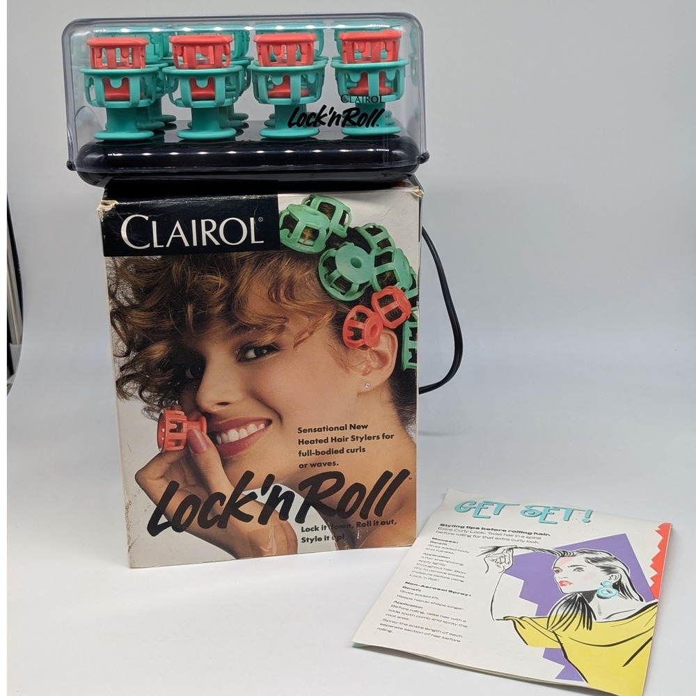 Vtg Clairol Lock n Roll Heated Hair Curlers Pagaent Hot Rollers Spoolies Tested